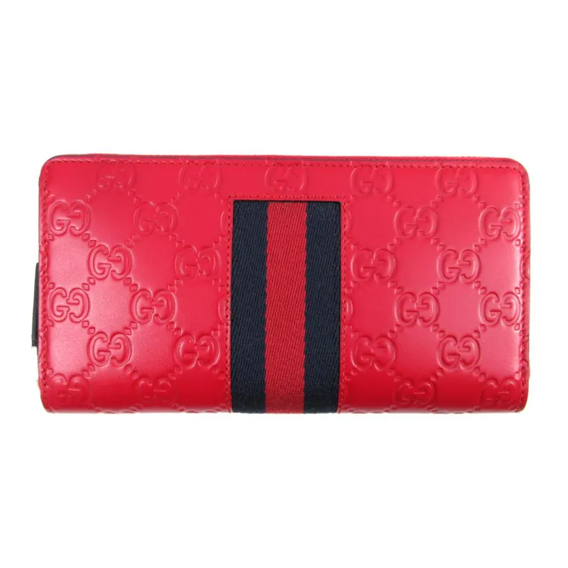 GUCCI Canvas With Leather Wallet Men's Red-1