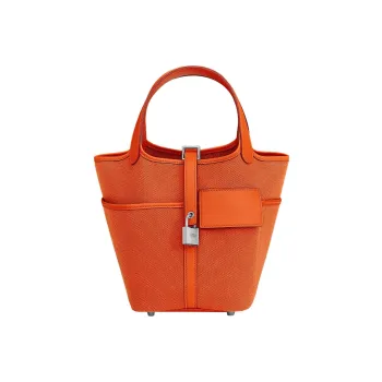 HERMES Picotin Lock Goeland Canvas With Swift Calfskin Bucket Bags Handbags Women's Bright Orange
