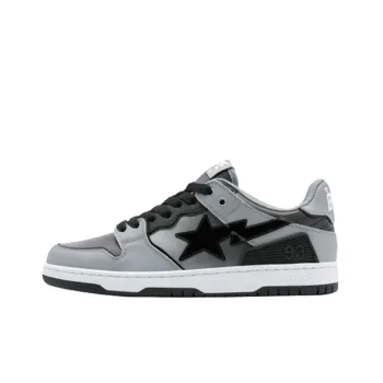 A BATHING APE SK8 STA Stylish Skateboarding Shoes Men's Black White Gray