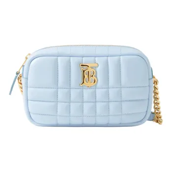 Burberry Lola Lola Bag Quilting Leather Camera Bag Shoulder Bag Crossbody Bag Mini Women's Light Blue