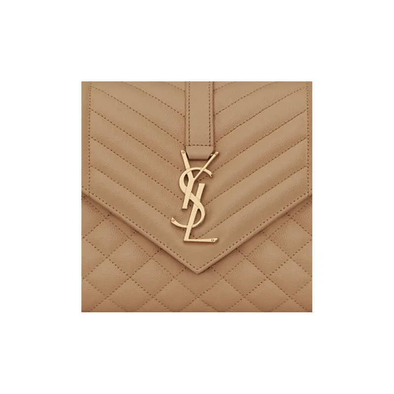 SAINT LAURENT ENVELOPE Embossed Leather Envelope Bag Shoulder Bag Crossbody Bag Medium Size Women's Taupe-5