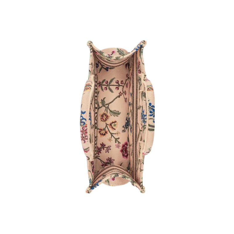 DIOR Embroidered Raffia Grass Tote Bag Shopping Bag Handbag Medium Size Women's Natural/Multicolor-3