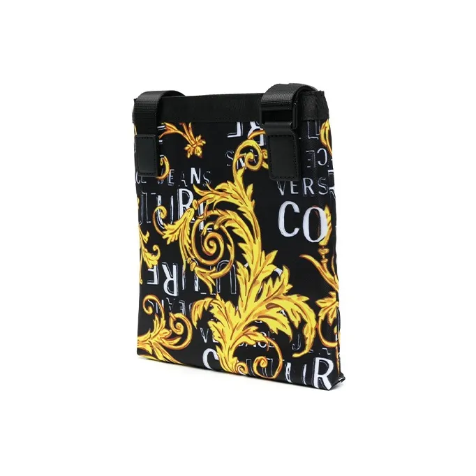 VERSACE JEANS COUTURE Polyester Messenger Bag, Crossbody Bag, Shoulder Bag Men's Black-1