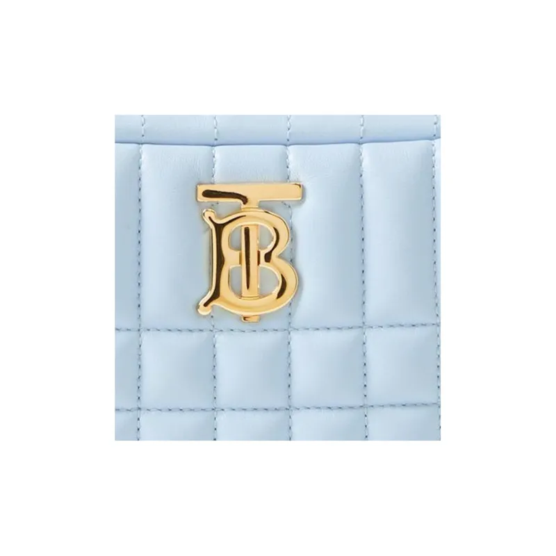 Burberry Lola Bag Quilted Leather Camera Bag, Shoulder Bag, Crossbody Bag Mini Women's Light Blue-4