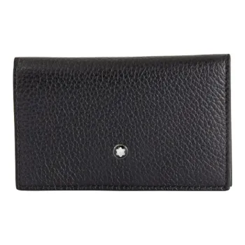 MONTBLANC Meisterstuck Litchi Grain Leather Business Card Holder Card Case Men's Black