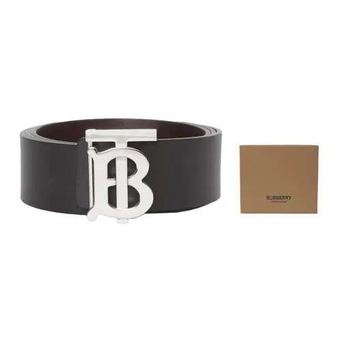 Burberry Leather Belts Men Black/Oatmeal Brown - Box