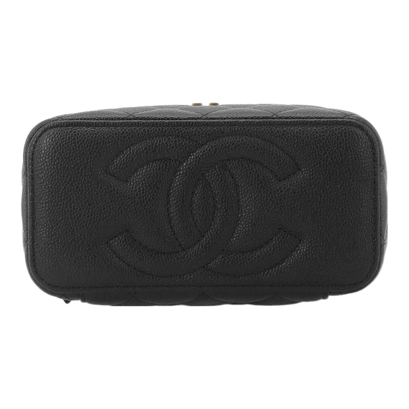 CHANEL 23P SS Litchi Grain Cow Leather Box Bag, Crossbody Bag, Shoulder Bag Trumpets Women's Black-2