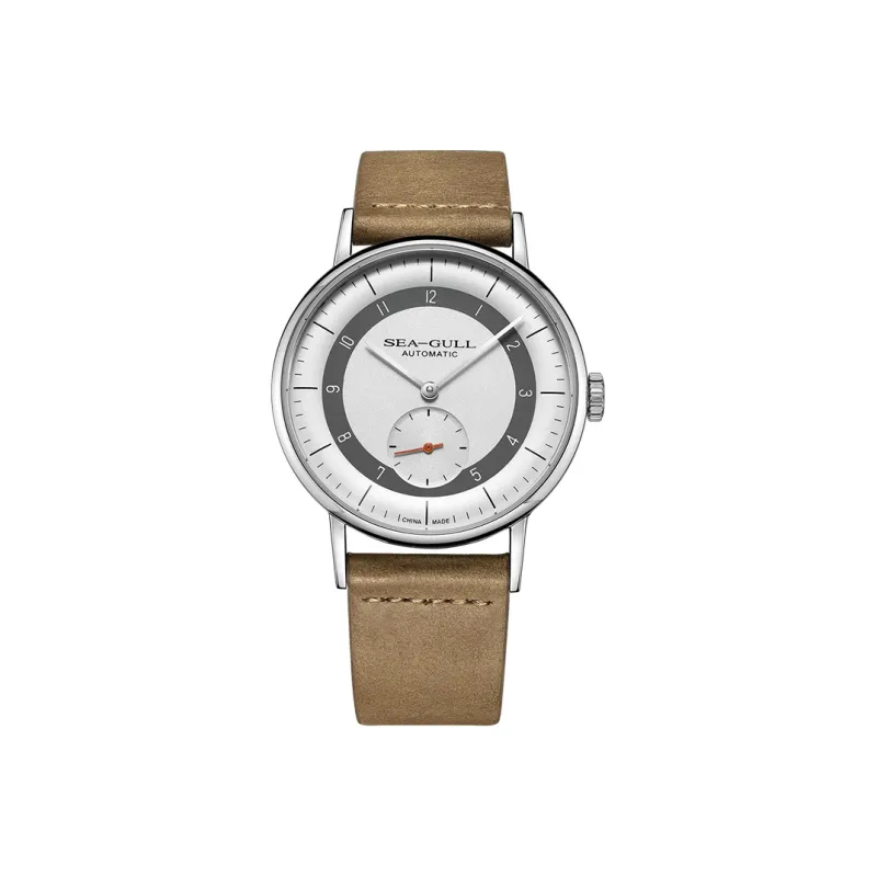 Sea Gull Automatic Mechanical Movement Cow Leather Strap Watch Men's Watches White Dial-0