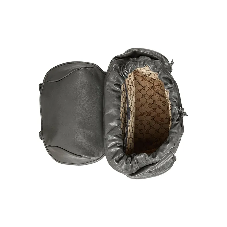GUCCI Leather Backpack Men's Gray-6