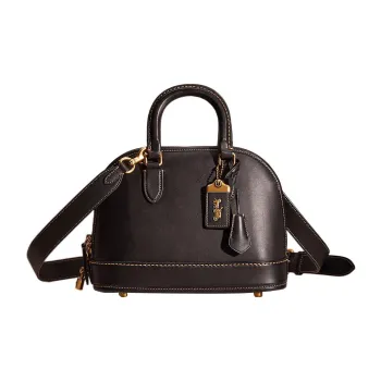 COACH Revel Leather Handbag Medium Size Women's Black