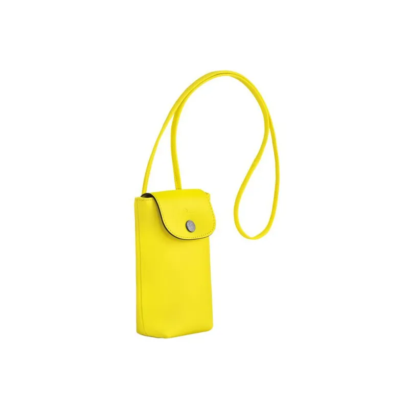 LONGCHAMP Le Pliage Xtra Leather With Cow Leather One Shoulder Crossbody Cell Phone Pouch Women's Lemon-3