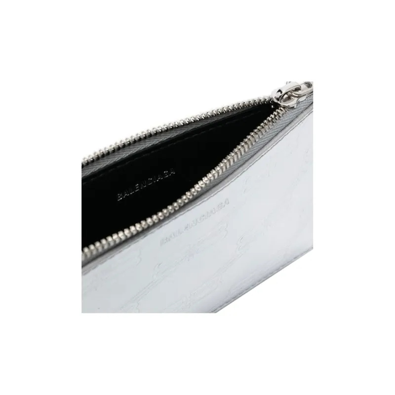 Balenciaga Calfskin Coin Purse Card Clip Card Holder Men's Silver-2