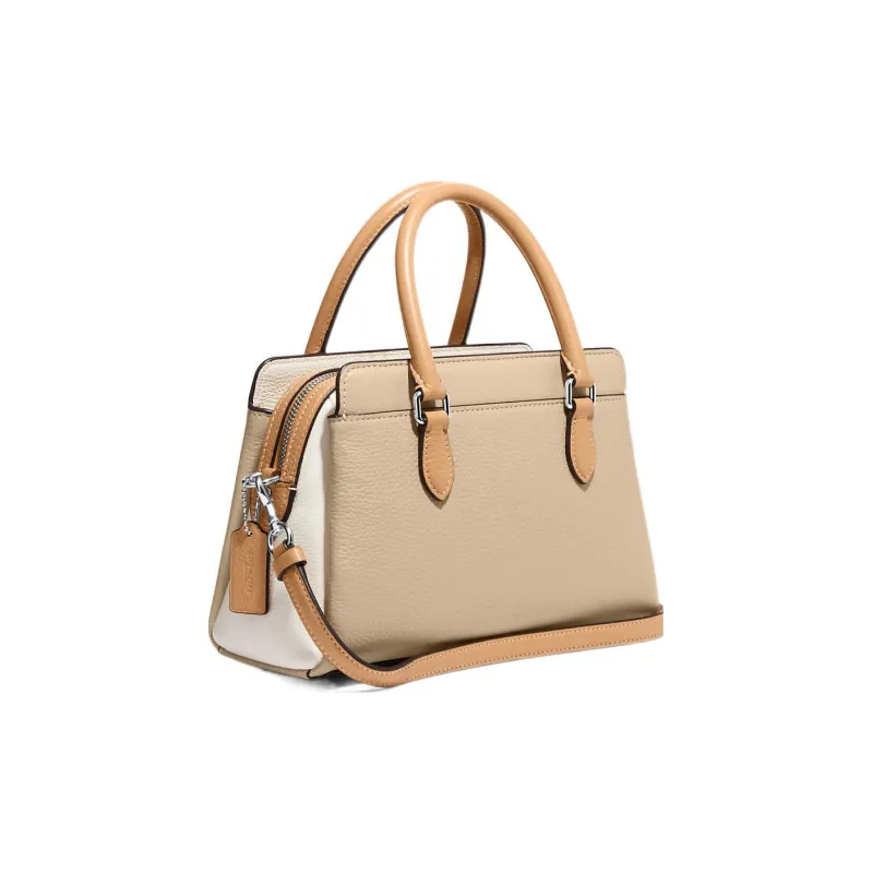 COACH Darcie Refined Pebbled Leather Handbag Regular Women's Beige-1