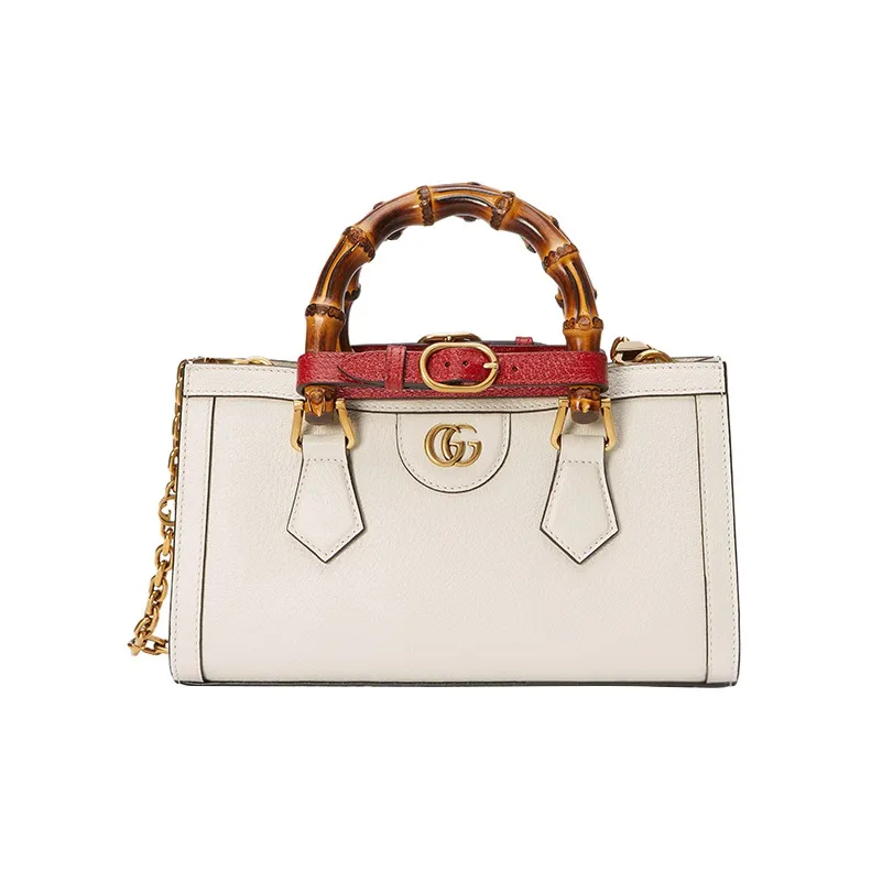 GUCCI Diana Leather Portable Crossbody Bag Shoulder Bag Small Size Women's White-1