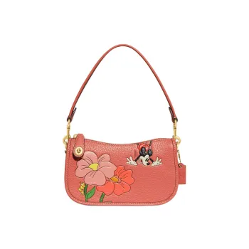 COACH Disney Collaboration Swinger Leather Handbag Shoulder Bag Women's Coral Red