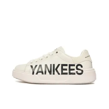 MLB Chunky Classic P NY Anti Slip Wear Resistant Low Top Skateboard Shoes Unisex White Black