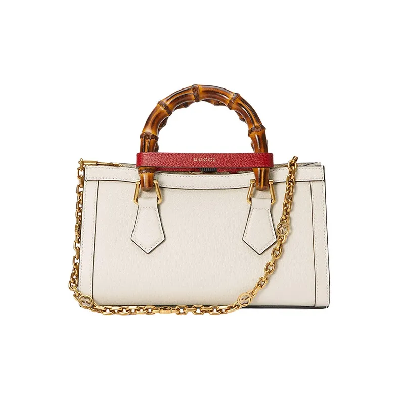 GUCCI Diana Leather Portable Crossbody Bag Shoulder Bag Small Size Women's White-3