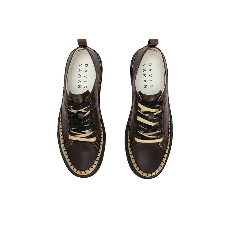 DAVID NAMAN Skateboard Shoes Unisex Low Top Brown/Khaki/Black-4