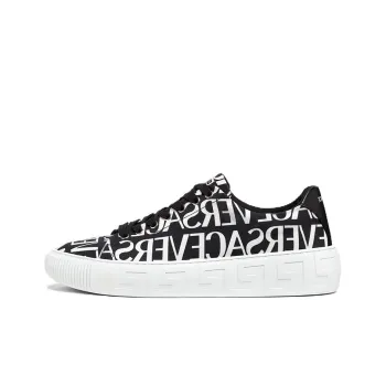 VERSACE Stylish Skateboarding Shoes Men's Black White