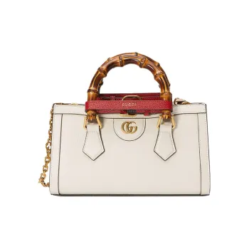 GUCCI Diana Leather Portable Crossbody Bag Shoulder Bag Small Size Women's White