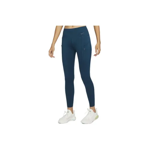 Nike Go Sports Pants Women's Embroidered Grass Blue