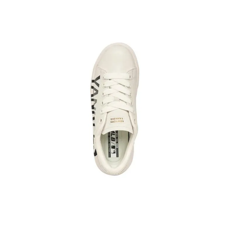 MLB Chunky Classic P NY Anti Slip Wear Resistant Low Top Skateboard Shoes Unisex White Black-3