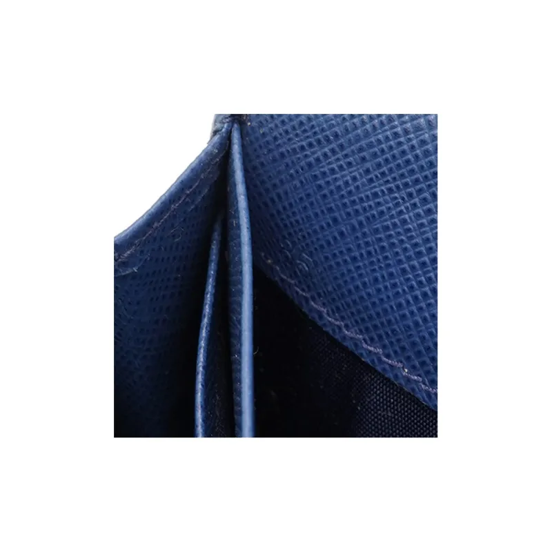 PRADA Saffiano Cross-Stitch Leather Wallet Unisex Cornflower Blue-9