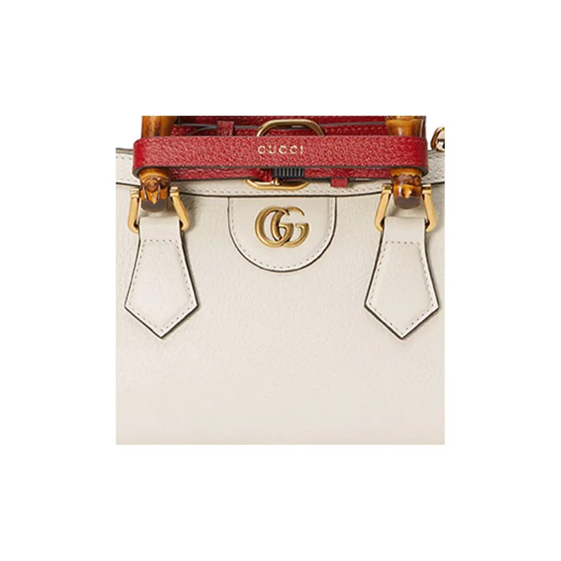 GUCCI Diana Leather Portable Crossbody Bag Shoulder Bag Small Size Women's White-10