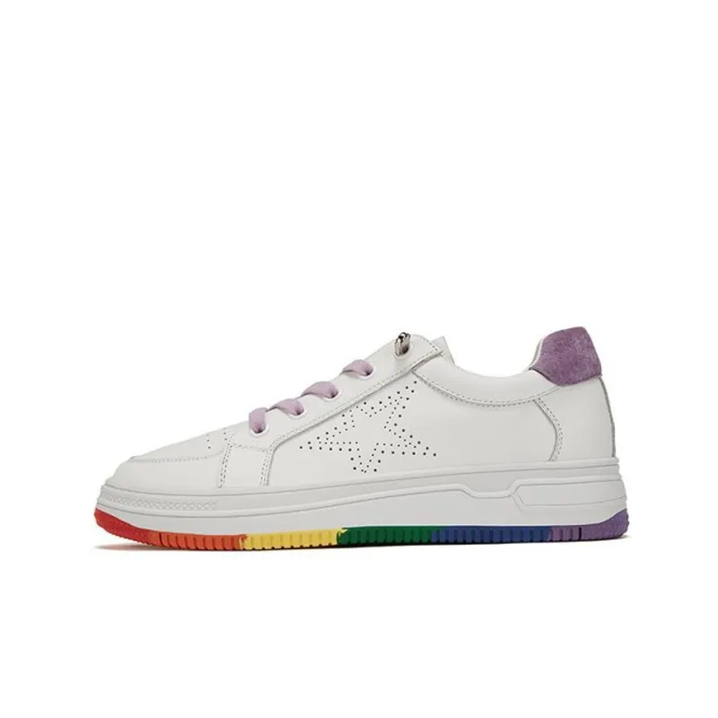 KADINA Skateboard Shoes Women's Low Top White Gray/White Green/White Purple-3