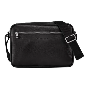 LONGCHAMP Le Foulonné Cow Leather Camera Bag, Shoulder Bag, Crossbody Bag Medium Size Men's Black