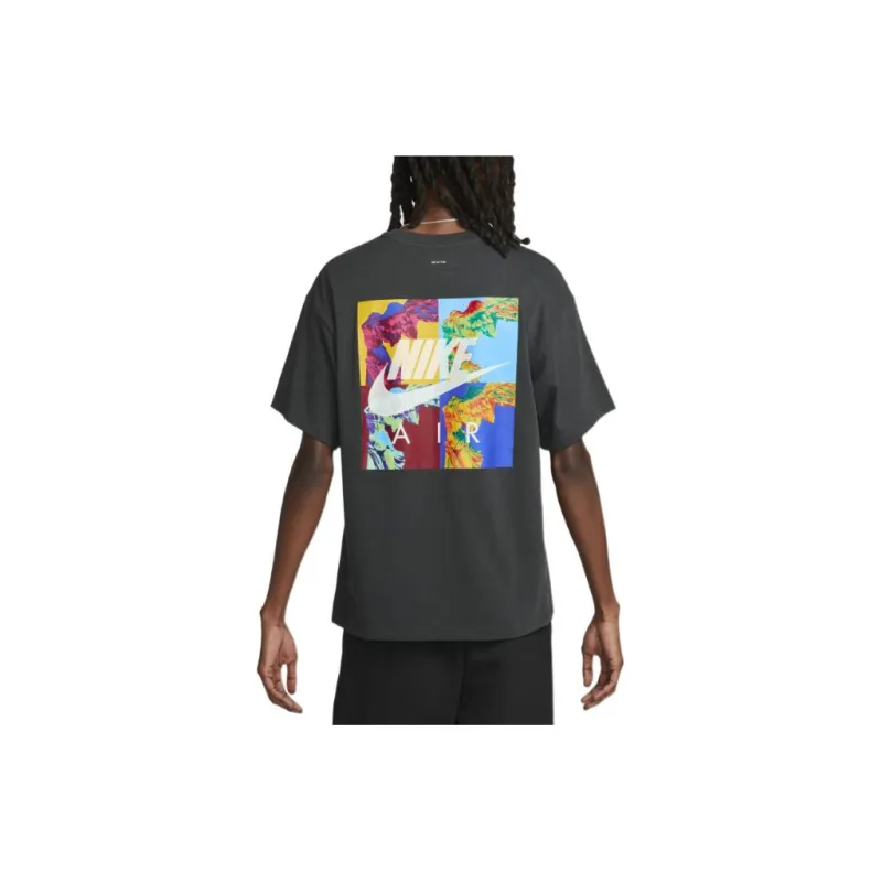 Nike T Shirts Unisex Gray Black-1