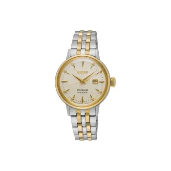SEIKO Automatic Mechanical Movement Stainless Steel Strap Watch Women's Watch Gold Dial SRE010J1
