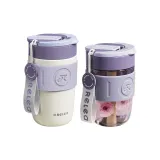 [Ceramic Liner]Mauve Insulated Cup 400ML+Hibiscus Purple Glass Cup 360ML Set