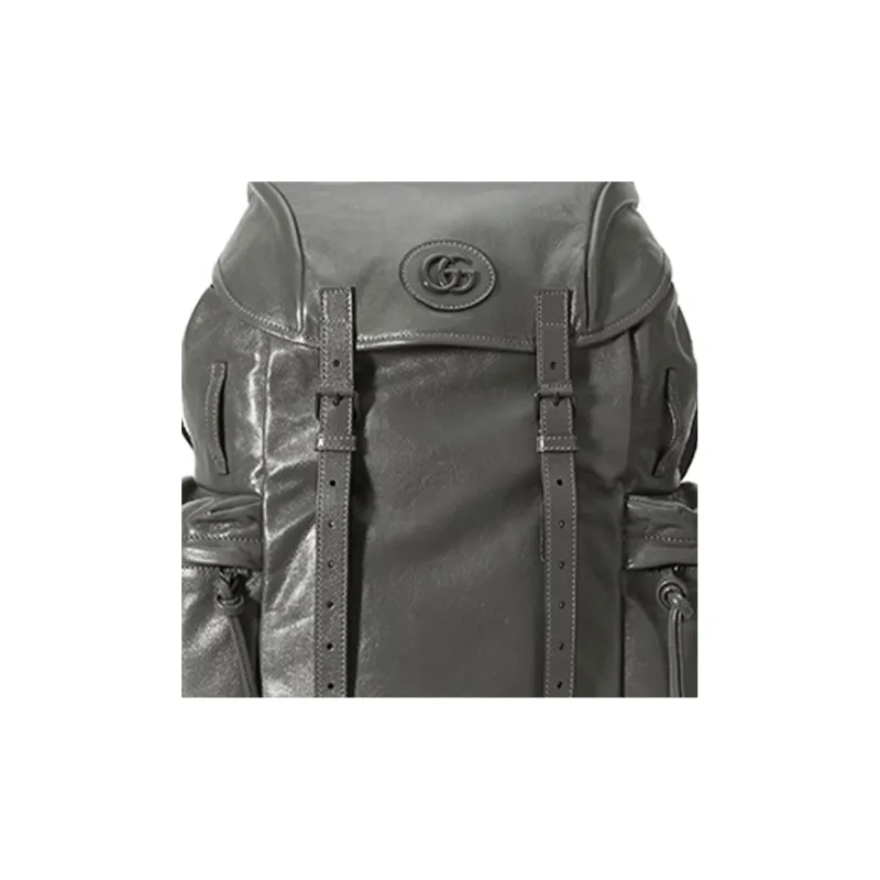 GUCCI Leather Backpack Men's Gray-7