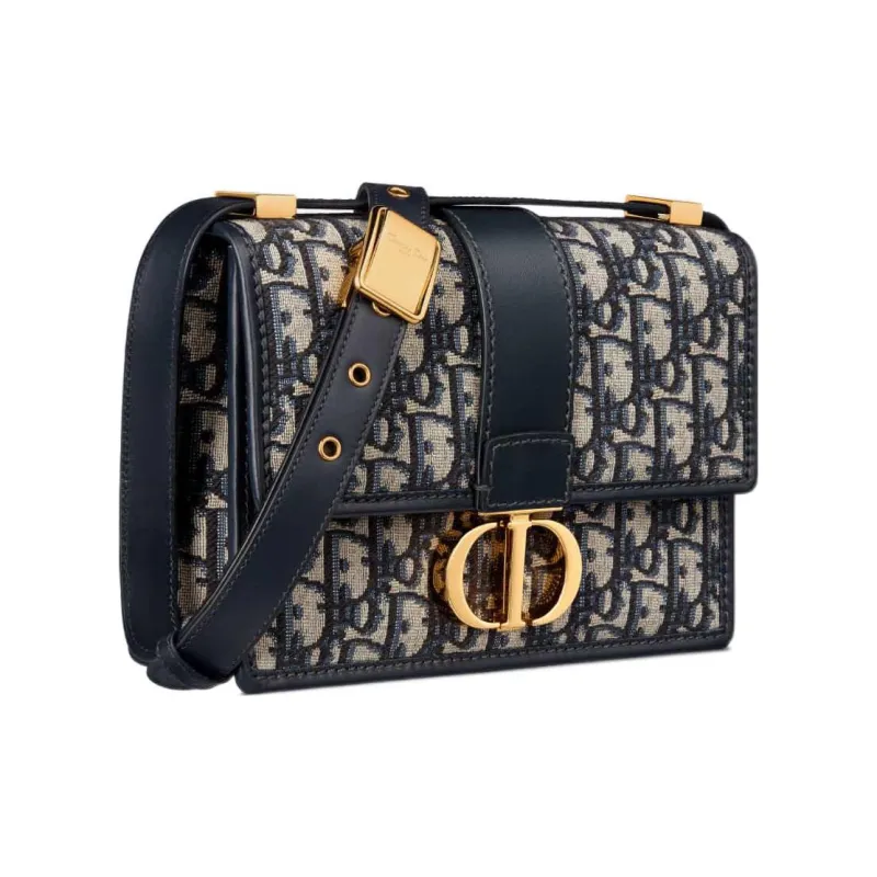 DIOR 30 Montaigne Leather Montaigne Bag, Box Bag, Shoulder Bag, Crossbody Bag Women's Blue-1