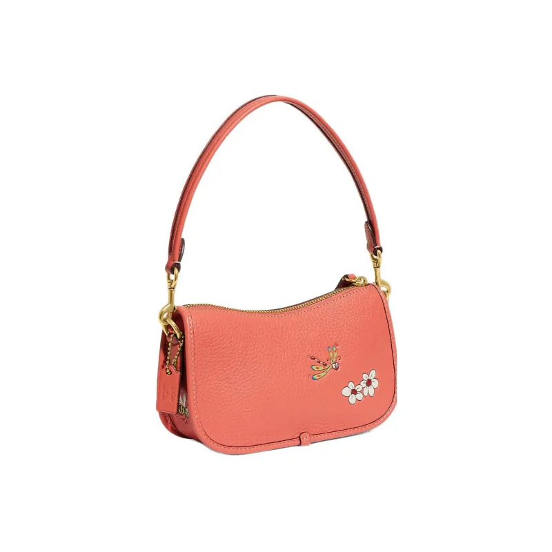 COACH Disney Collaboration Swinger Leather Handbag Shoulder Bag Women's Coral Red-1
