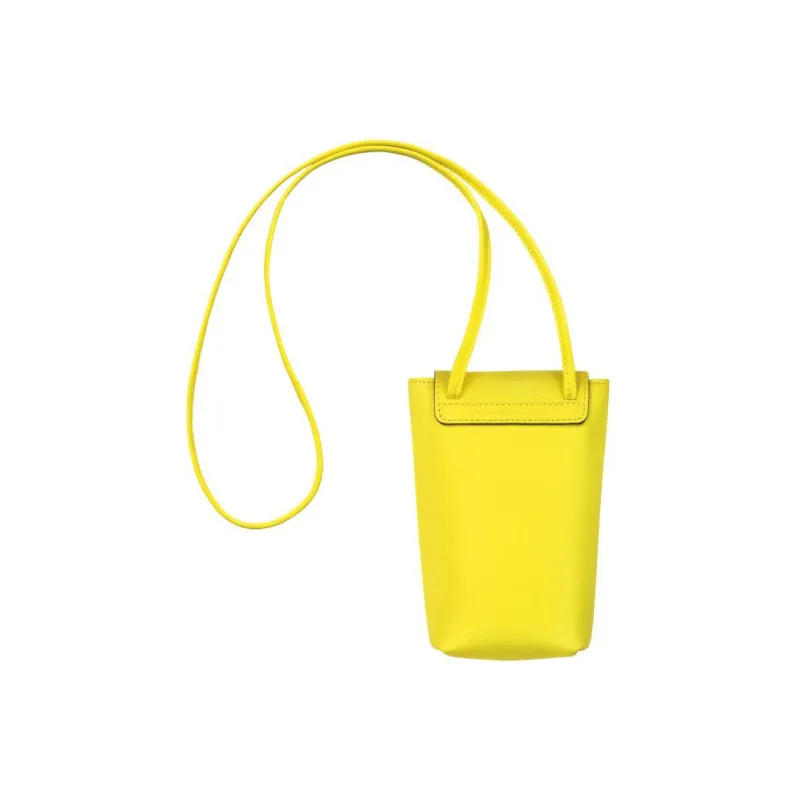 LONGCHAMP Le Pliage Xtra Leather With Cow Leather One Shoulder Crossbody Cell Phone Pouch Women's Lemon-2