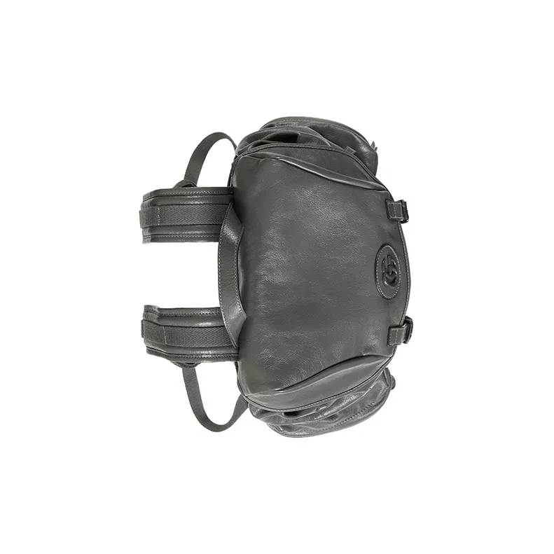 GUCCI Leather Backpack Men's Gray-5