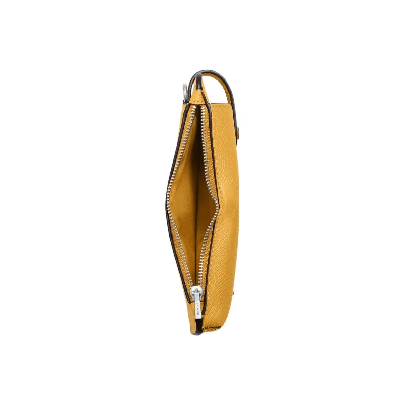 COACH Cross Grain Leather Crossbody Bag With Hidden Button Cell Phone Pouch Mini Women's Yellow-2