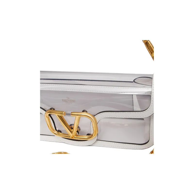 Valentino GARAVANILocò Leather Portable Crossbody Bag, Shoulder Bag Women's White-5