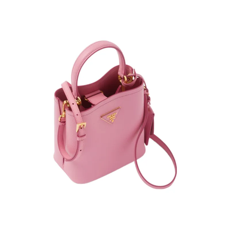 PRADA Panier Saffiano Leather Shoulder Bag Crossbody Bag Handbag Small Size Women's Pink-1