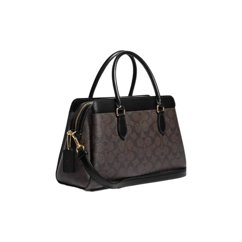 COACH Darcie Signature Coated Canvas And Smooth Leather Handbag Regular Women's Black-1