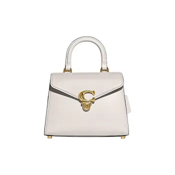COACH Top Handle Cow Leather Handbag Shoulder Bag Crossbody Bag Medium Size Women's White