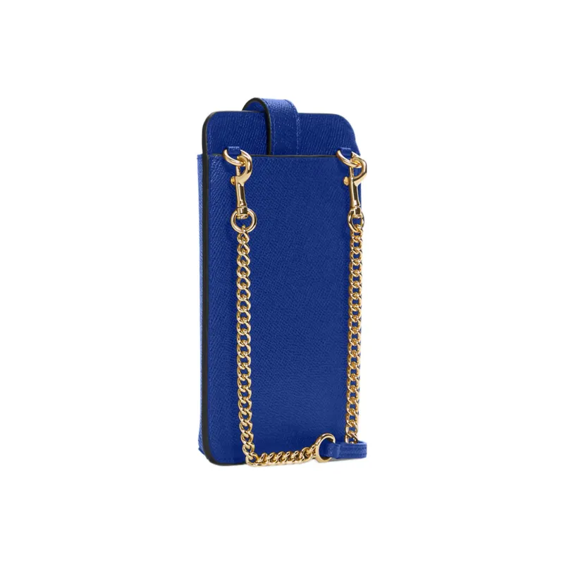 COACH Cross Grain Leather Crossbody Bag With Hidden Button Cell Phone Pouch Mini Women's Dark Blue-1