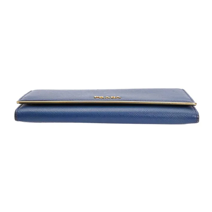 PRADA Saffiano Cross-Stitch Leather Wallet Unisex Cornflower Blue-3