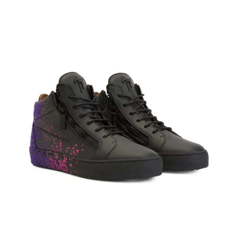 Giuseppe Zanotti/GZ Kriss Mid Top Stylish Skateboarding Shoes Men's Black-2