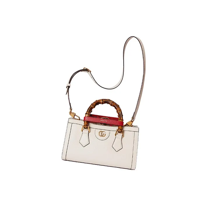 GUCCI Diana Leather Portable Crossbody Bag Shoulder Bag Small Size Women's White-4