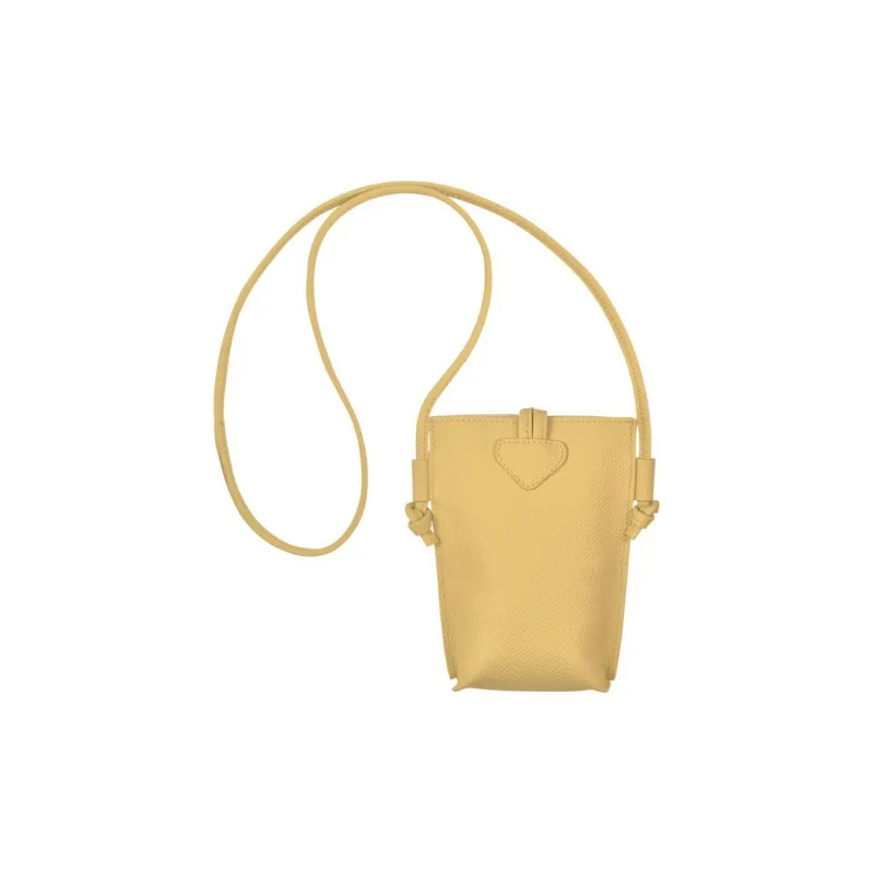 LONGCHAMP Roseau Cow Leather Shoulder Bag, Crossbody Bag, Cell Phone Pouch Women's Yellow-2