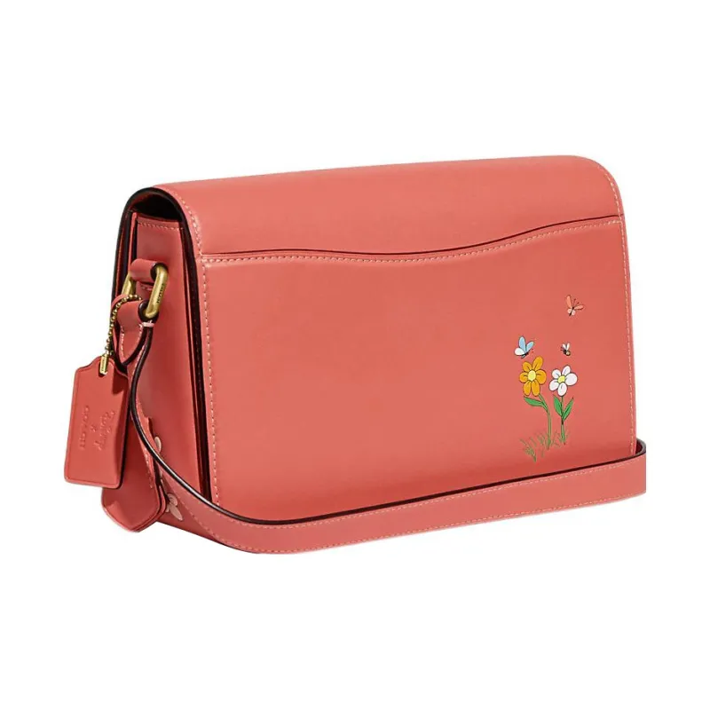 COACH Disney Collaboration Studio Leather One Shoulder Closure Crossbody Bag Medium Size Women's Coral Red-1
