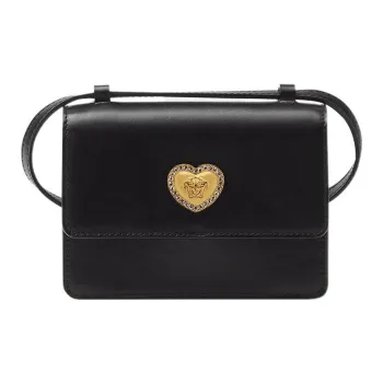 VERSACE Cow Leather Shoulder Bag Crossbody Bag Small Size Kids' Black